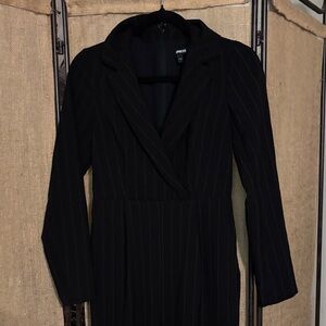 Express Charcoal Pinstripe Blazer JUMPSUIT